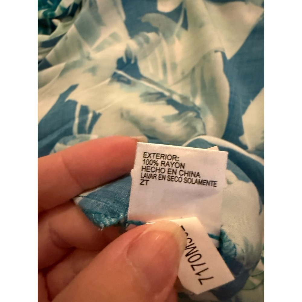 Gianni Bini Tropical Midi Wrap Dress Women Size Medium Aqua Summer Beach Cruise - Picture 16 of 16